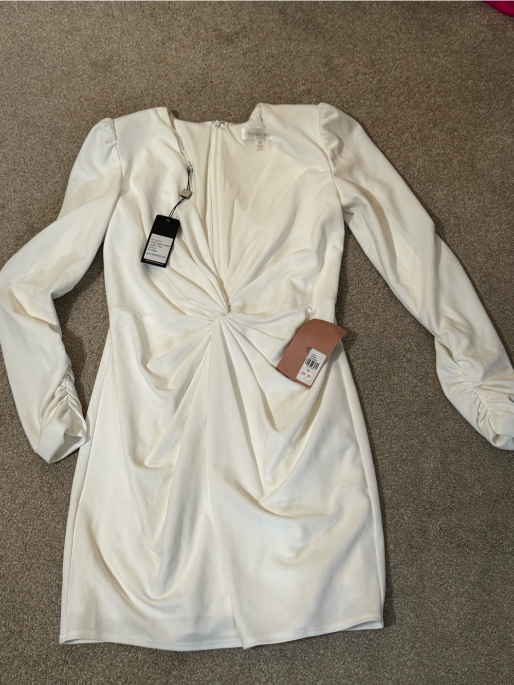 Women's Twist-Front Long Sleeve Dress - Cream